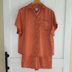 a new day Coral/Salmon Top and Shorts Set Top XS Shorts S
